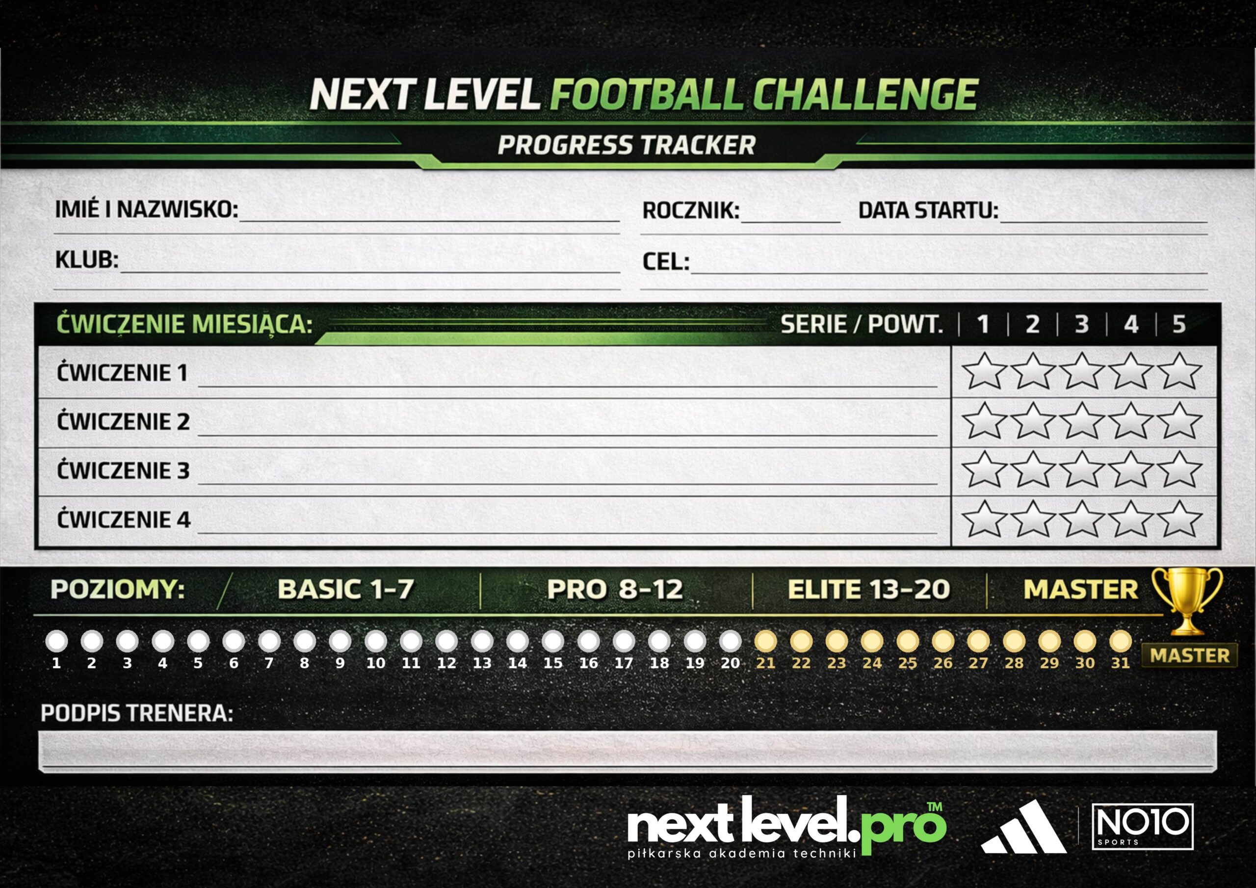 Podgląd Karty Progresu Next Level Football Challenge